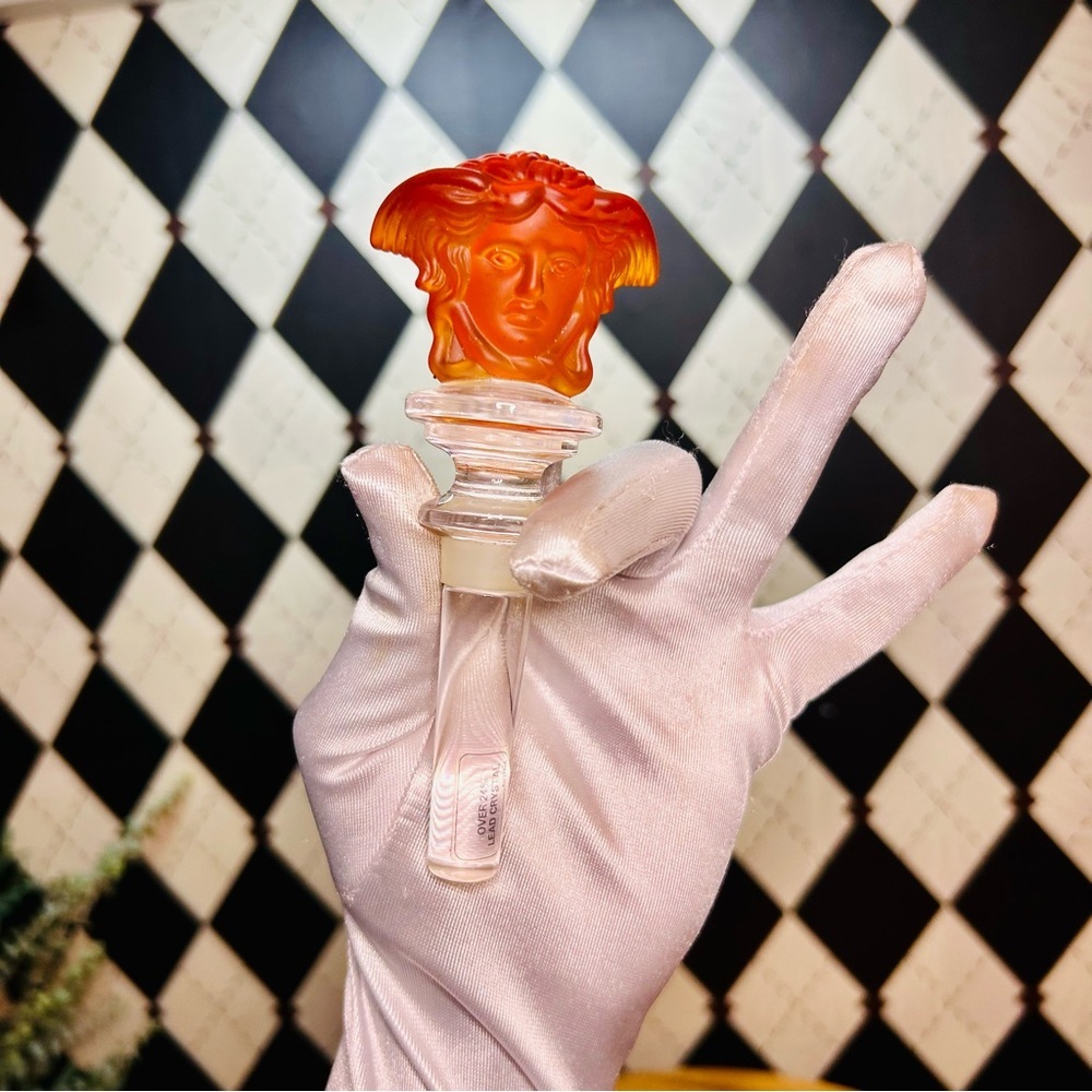 Versace‎ Crystal Bottle Stopper Rosenthal Amber Medusa Luxury Bar Accessories